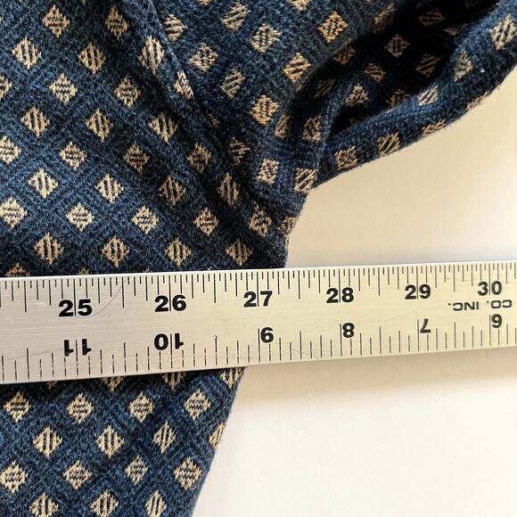 Vintage Engbers Casualwear Blue Diamond Polo Sweater Pattern AOP Fall Unisex L - Picture 11 of 14